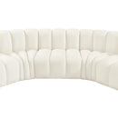 Meridian Arc Cream Velvet 7 pc Modular Sectional IMAGE 13