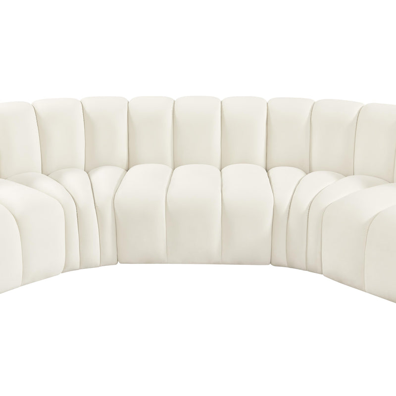 Meridian Arc Cream Velvet 7 pc Modular Sectional IMAGE 13