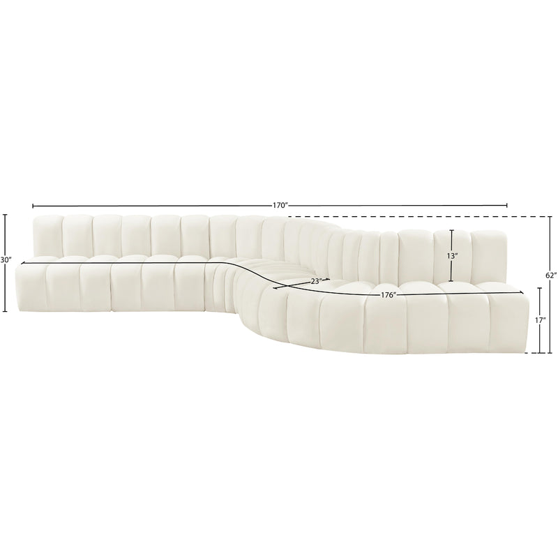 Meridian Arc Cream Velvet 7 pc Modular Sectional IMAGE 16