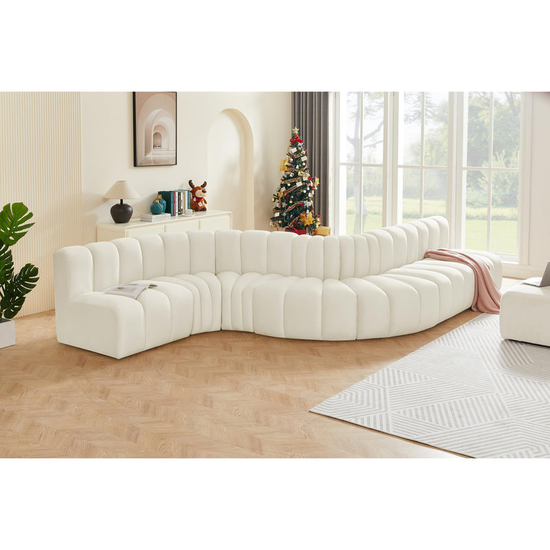 Meridian Arc Cream Velvet 7 pc Modular Sectional IMAGE 2