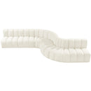 Meridian Arc Cream Velvet 7 pc Modular Sectional IMAGE 4