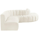 Meridian Arc Cream Velvet 7 pc Modular Sectional IMAGE 5