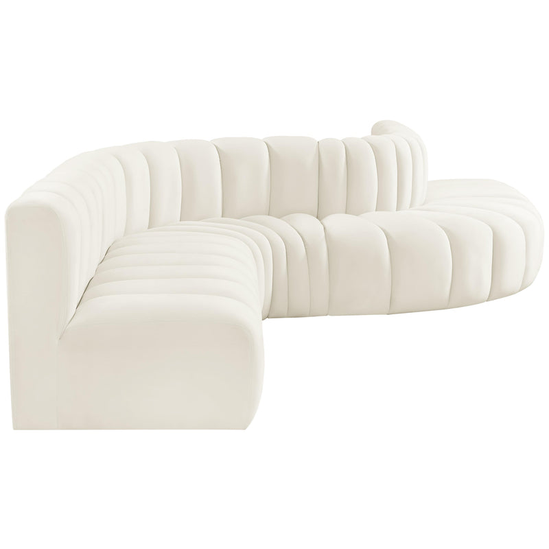 Meridian Arc Cream Velvet 7 pc Modular Sectional IMAGE 5
