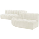 Meridian Arc Cream Velvet 7 pc Modular Sectional IMAGE 6
