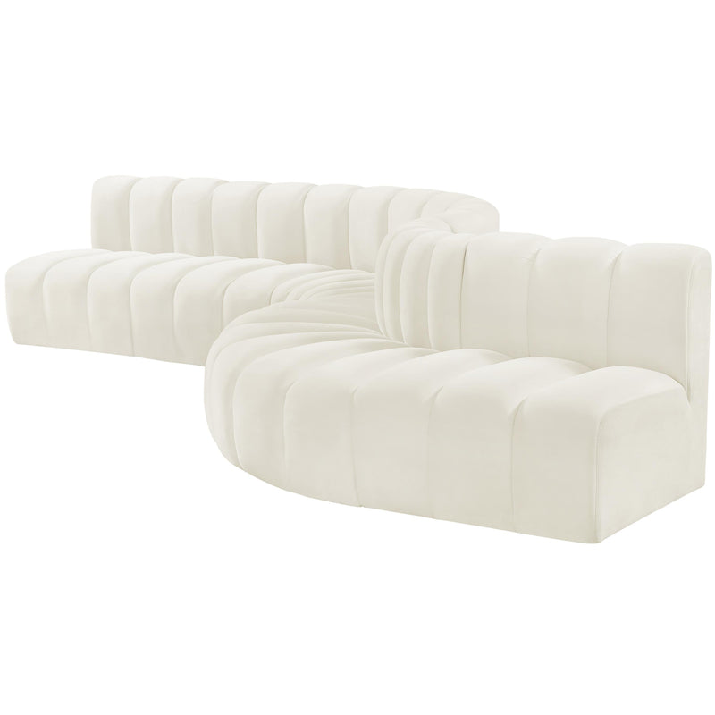Meridian Arc Cream Velvet 7 pc Modular Sectional IMAGE 6
