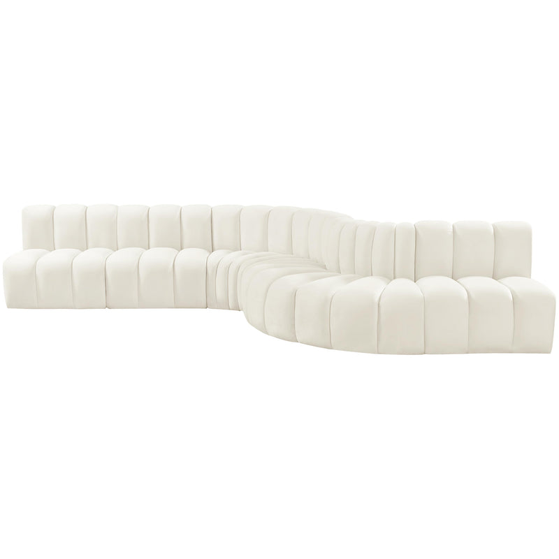 Meridian Arc Cream Velvet 7 pc Modular Sectional IMAGE 7