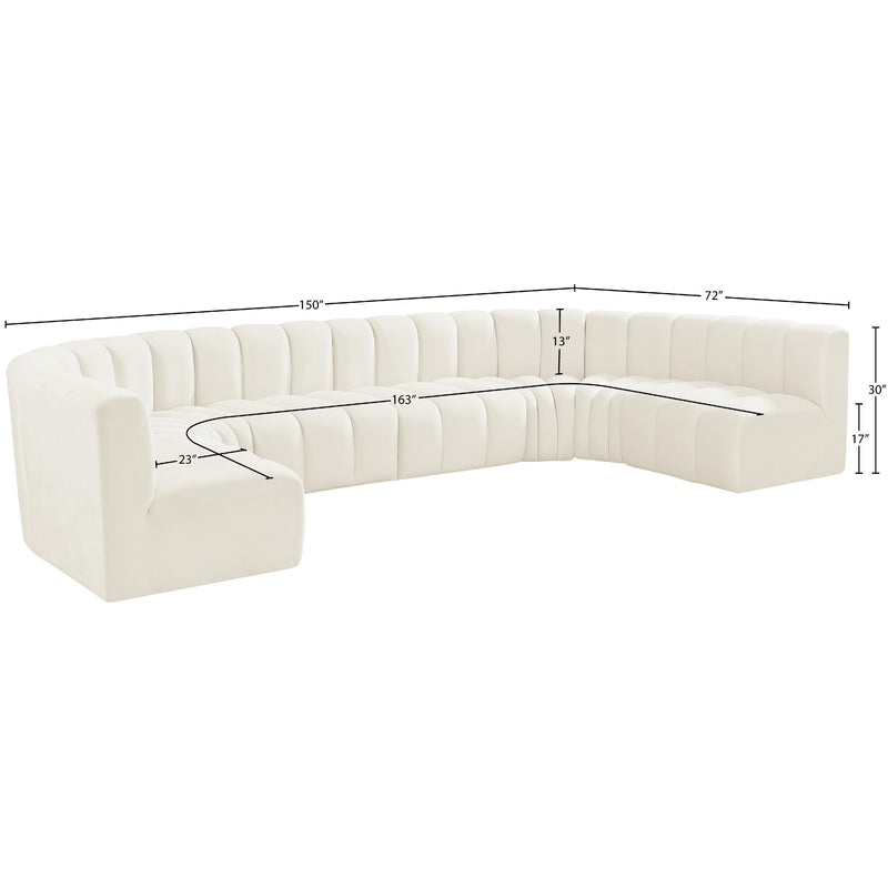 Meridian Arc Cream Velvet 8 pc Modular Sectional IMAGE 15
