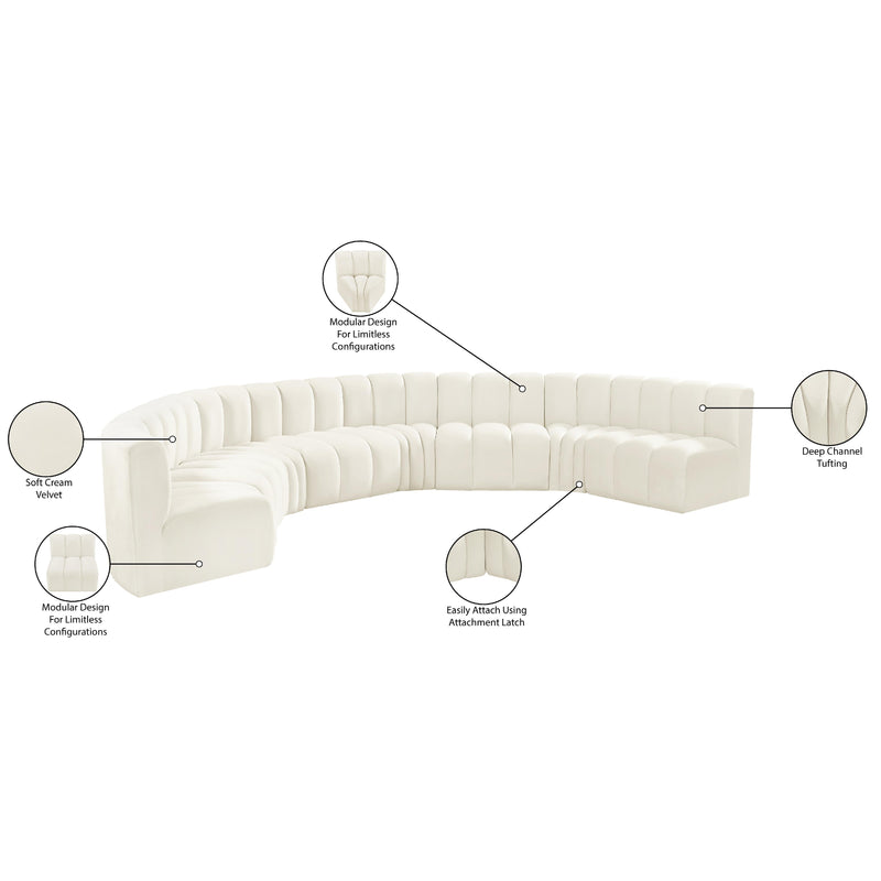Meridian Arc Cream Velvet 8 pc Modular Sectional IMAGE 16