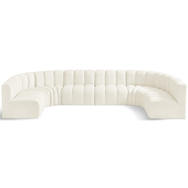 Meridian Arc Cream Velvet 8 pc Modular Sectional IMAGE 1
