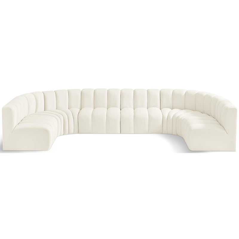 Meridian Arc Cream Velvet 8 pc Modular Sectional IMAGE 1