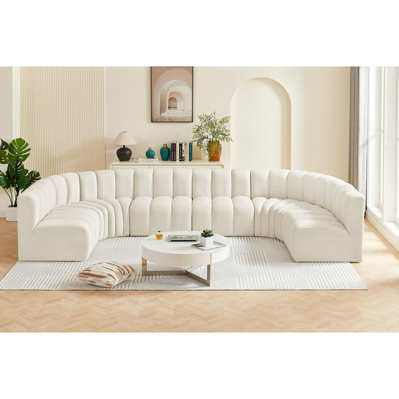 Meridian Arc Cream Velvet 8 pc Modular Sectional IMAGE 2