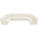 Meridian Arc Cream Velvet 8 pc Modular Sectional IMAGE 4