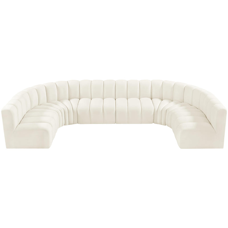 Meridian Arc Cream Velvet 8 pc Modular Sectional IMAGE 4