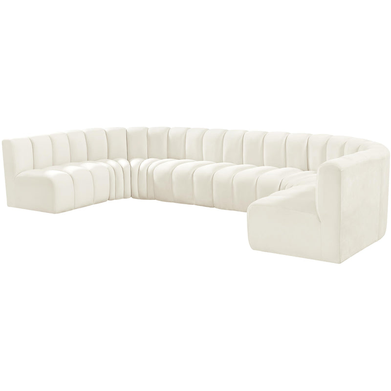 Meridian Arc Cream Velvet 8 pc Modular Sectional IMAGE 6