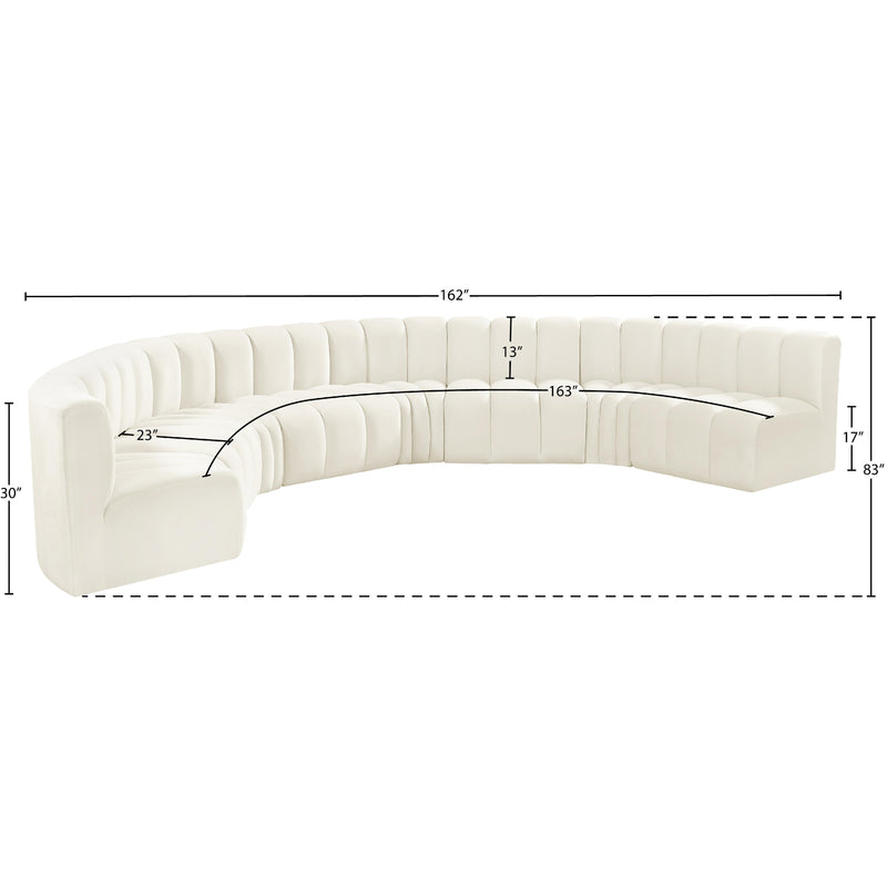 Meridian Arc Cream Velvet 8 pc Modular Sectional IMAGE 14