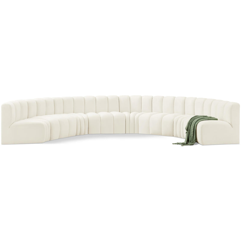 Meridian Arc Cream Velvet 8 pc Modular Sectional IMAGE 1
