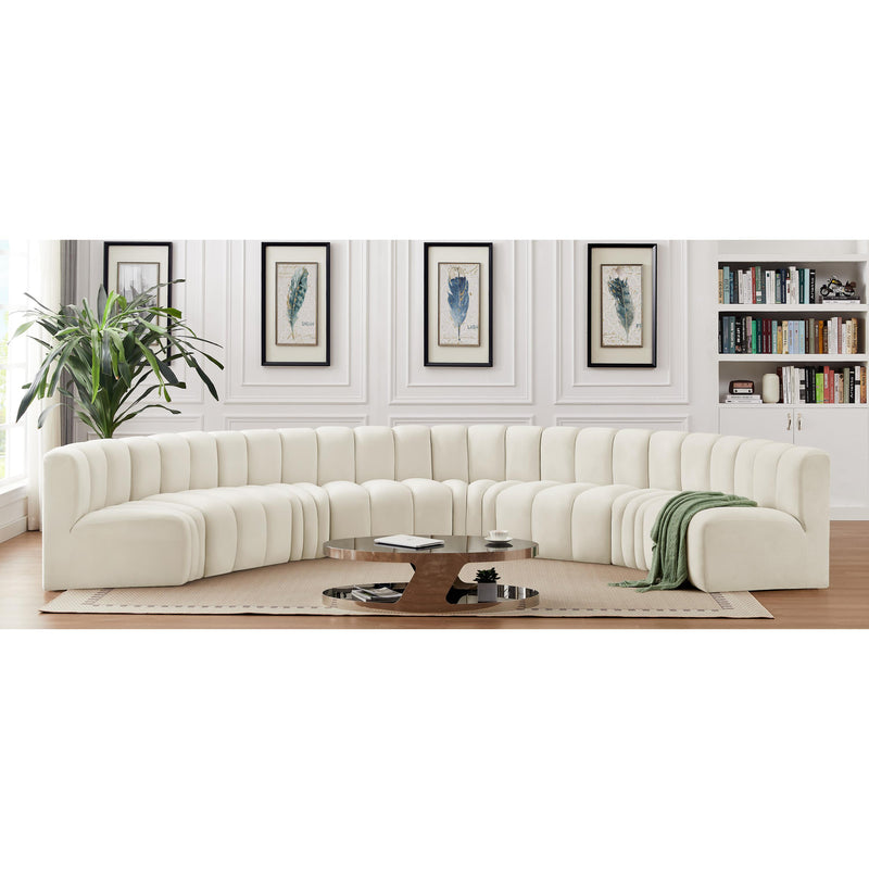 Meridian Arc Cream Velvet 8 pc Modular Sectional IMAGE 2