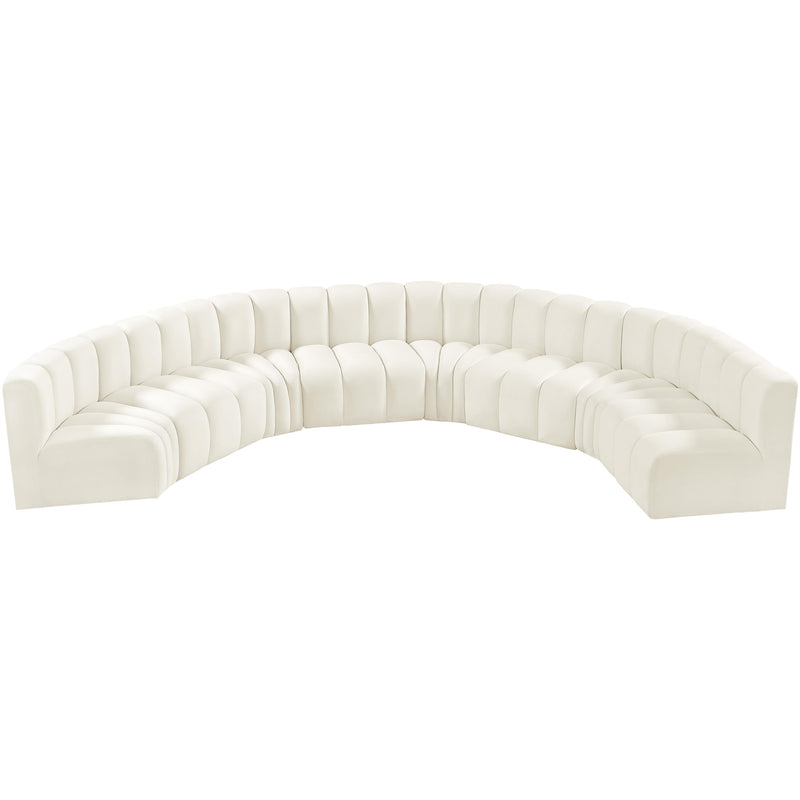 Meridian Arc Cream Velvet 8 pc Modular Sectional IMAGE 4