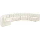 Meridian Arc Cream Velvet 8 pc Modular Sectional IMAGE 5
