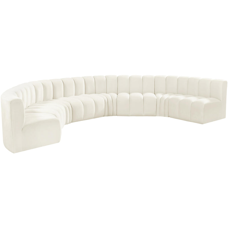 Meridian Arc Cream Velvet 8 pc Modular Sectional IMAGE 5