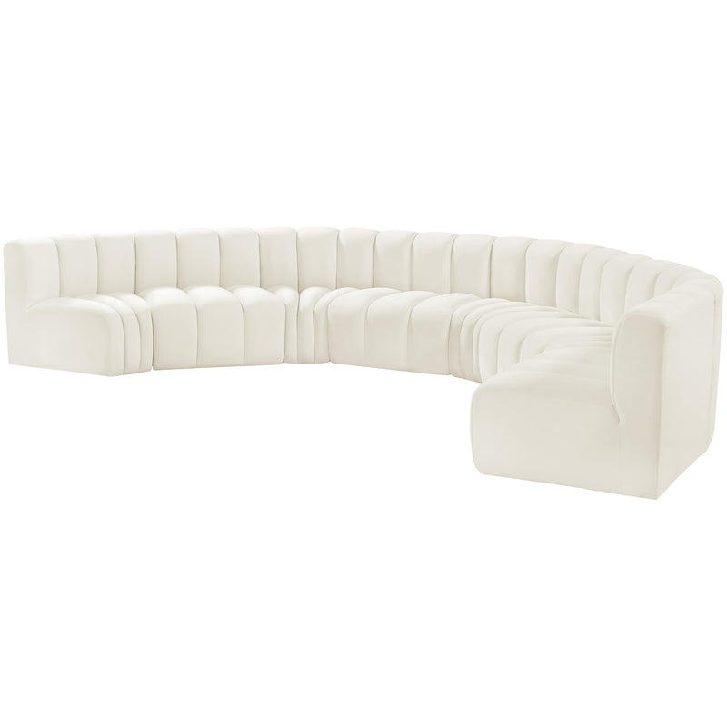 Meridian Arc Cream Velvet 8 pc Modular Sectional IMAGE 6