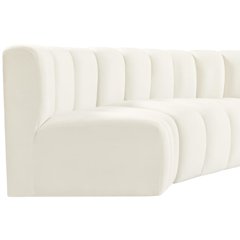 Meridian Arc Cream Velvet 8 pc Modular Sectional IMAGE 11