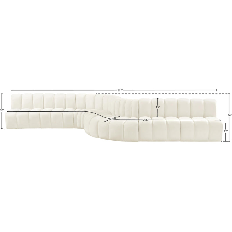 Meridian Arc Cream Velvet 8 pc Modular Sectional IMAGE 16