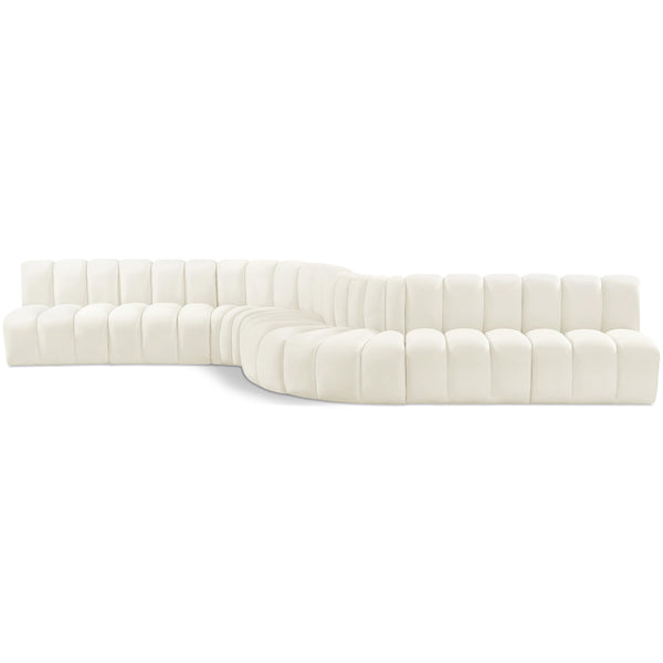 Meridian Arc Cream Velvet 8 pc Modular Sectional IMAGE 1