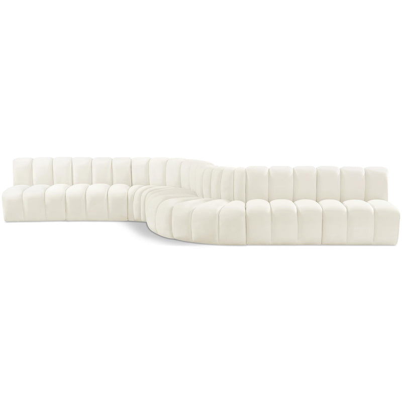 Meridian Arc Cream Velvet 8 pc Modular Sectional IMAGE 1