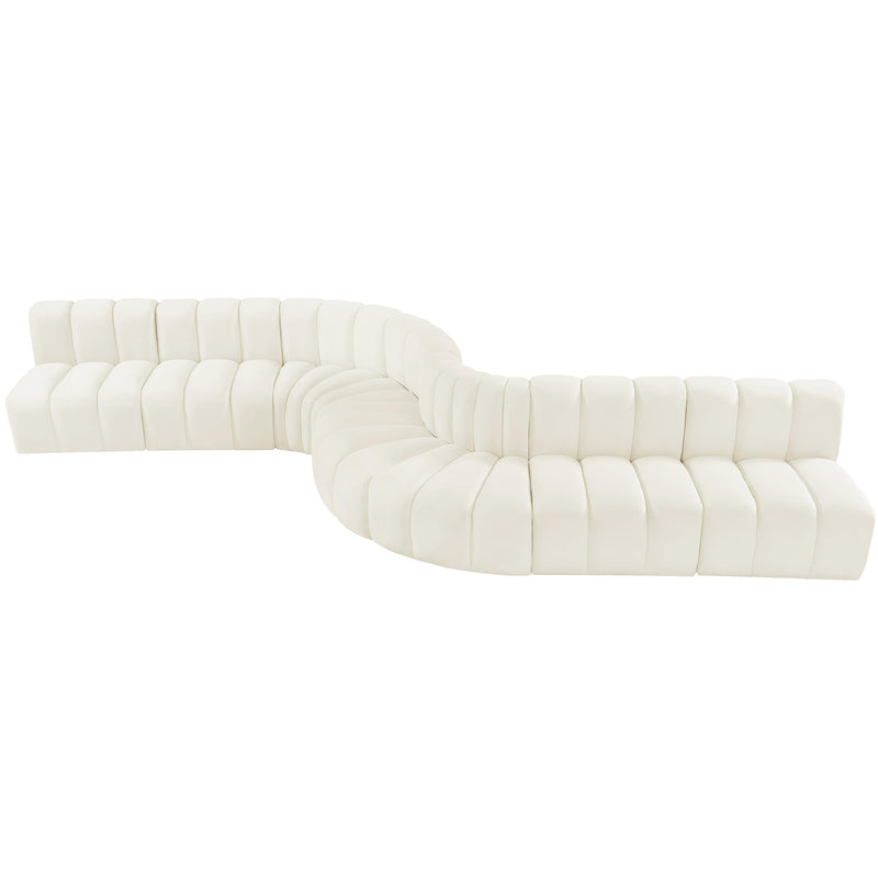 Meridian Arc Cream Velvet 8 pc Modular Sectional IMAGE 4