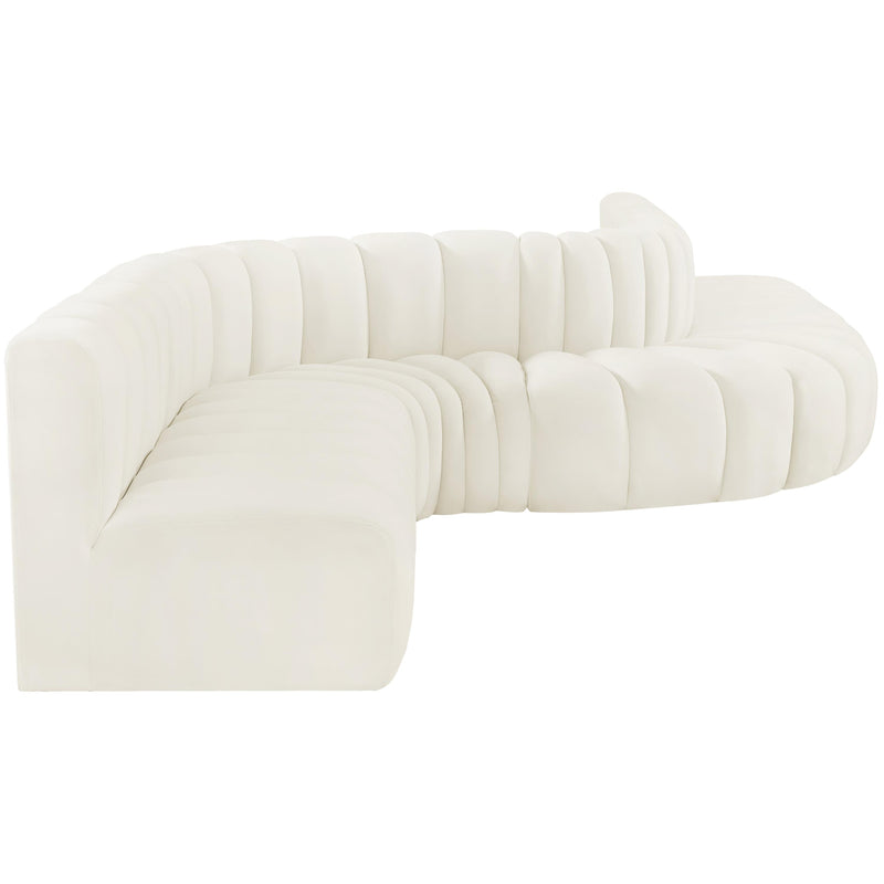 Meridian Arc Cream Velvet 8 pc Modular Sectional IMAGE 5