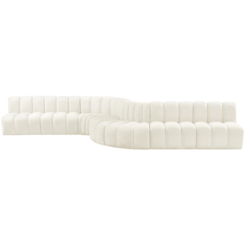 Meridian Arc Cream Velvet 8 pc Modular Sectional IMAGE 7