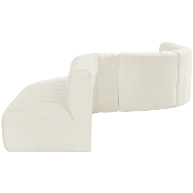 Meridian Arc Cream Velvet 8 pc Modular Sectional IMAGE 8