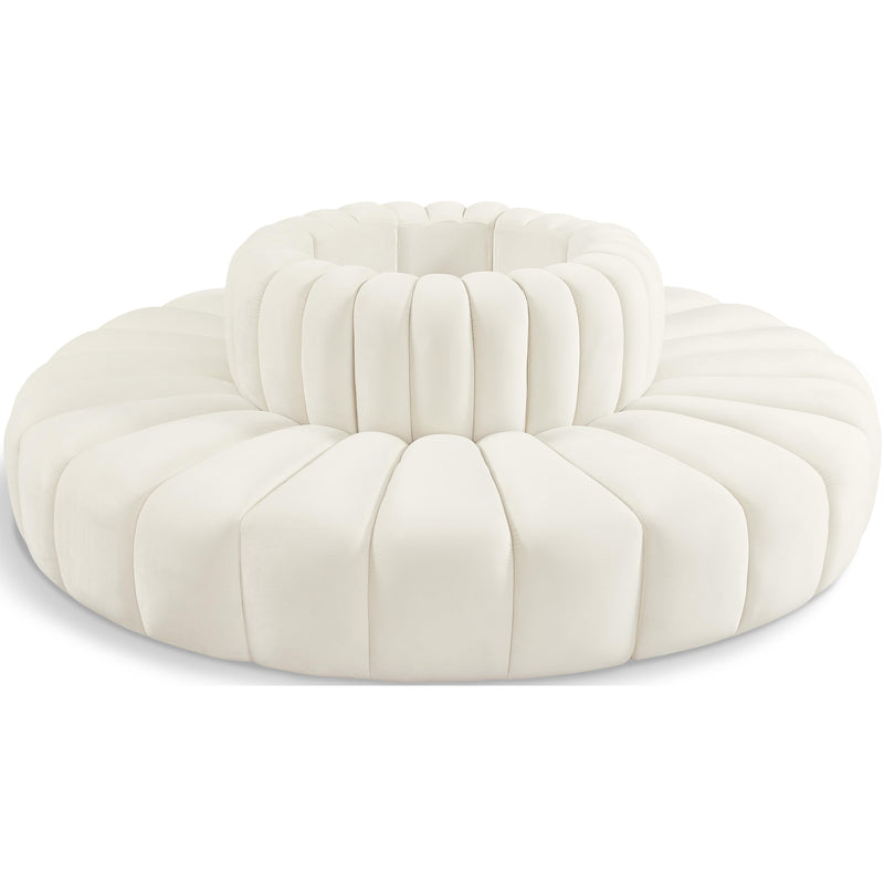 Meridian Arc Cream Velvet 8 pc Modular Sectional IMAGE 1