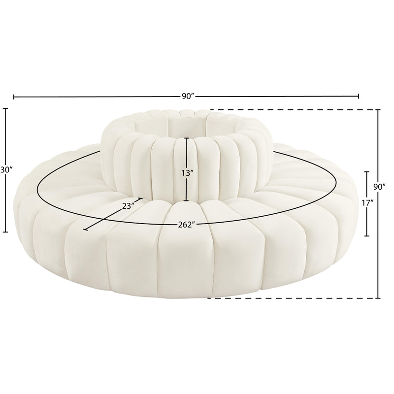 Meridian Arc Cream Velvet 8 pc Modular Sectional IMAGE 6
