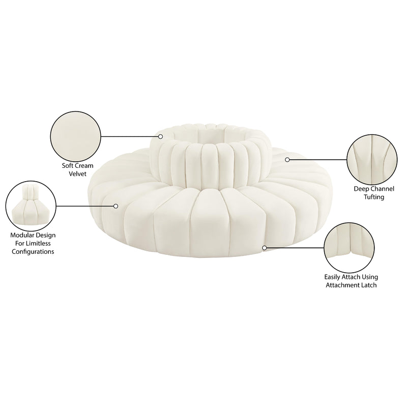 Meridian Arc Cream Velvet 8 pc Modular Sectional IMAGE 7