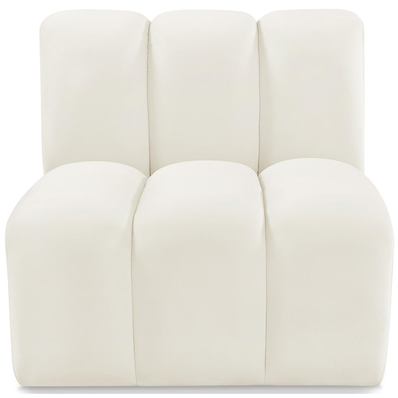 Meridian Arc Cream Velvet Straight Chair IMAGE 1