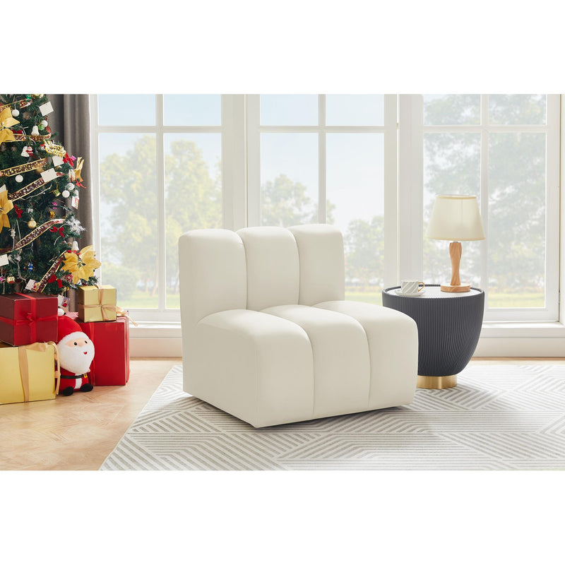 Meridian Arc Cream Velvet Straight Chair IMAGE 2