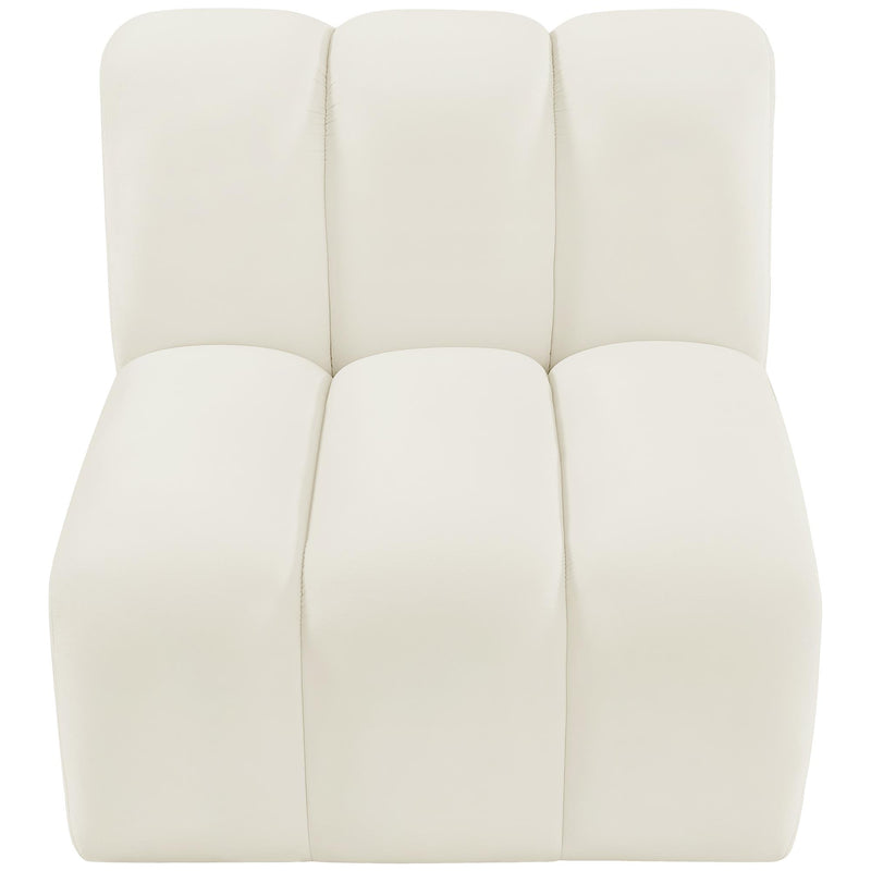 Meridian Arc Cream Velvet Straight Chair IMAGE 4