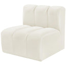 Meridian Arc Cream Velvet Straight Chair IMAGE 6