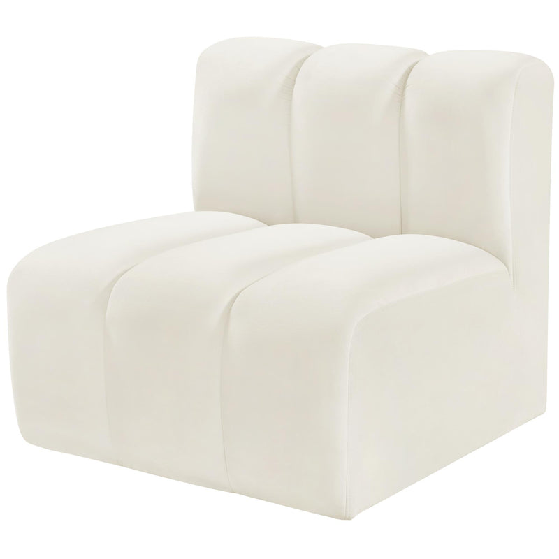 Meridian Arc Cream Velvet Straight Chair IMAGE 6