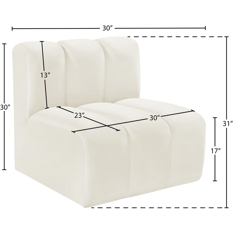 Meridian Arc Cream Velvet Straight Chair IMAGE 7