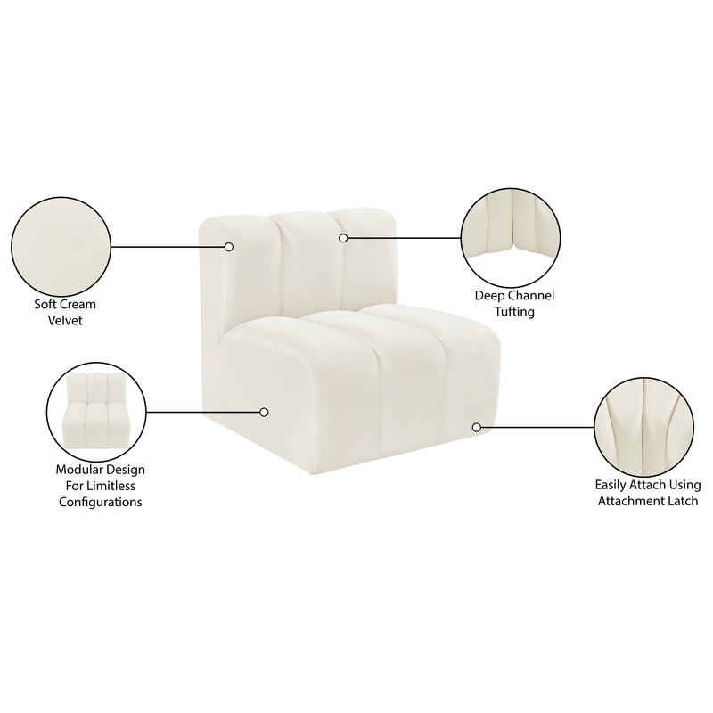 Meridian Arc Cream Velvet Straight Chair IMAGE 8