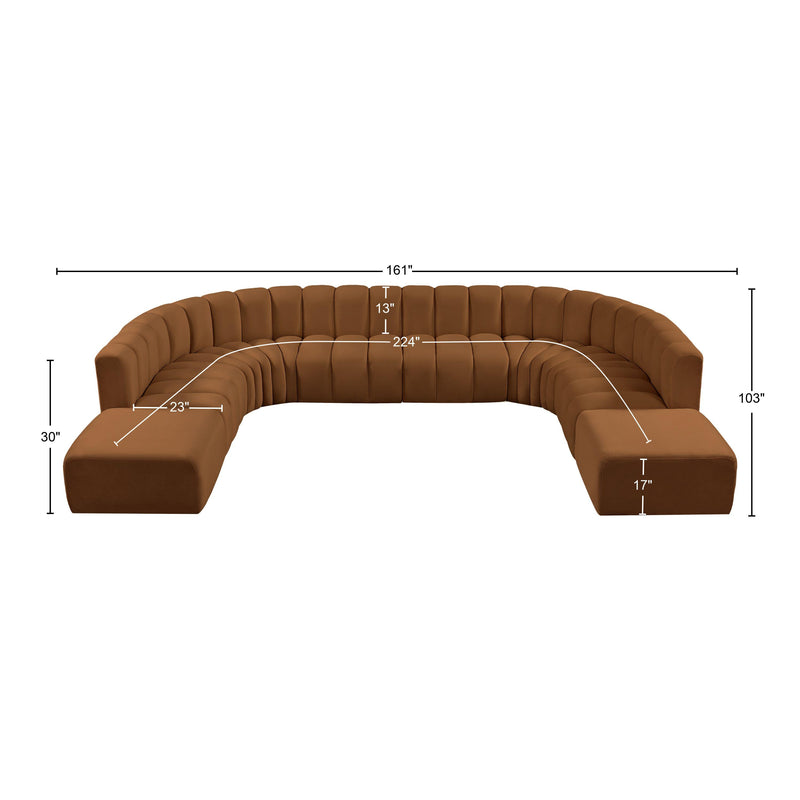 Meridian Arc Saddle Velvet 10 pc Modular Sectional IMAGE 17