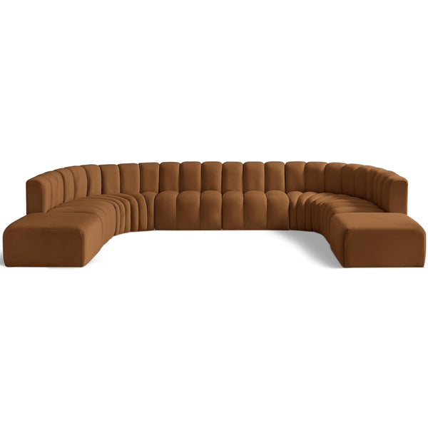 Meridian Arc Saddle Velvet 10 pc Modular Sectional IMAGE 1