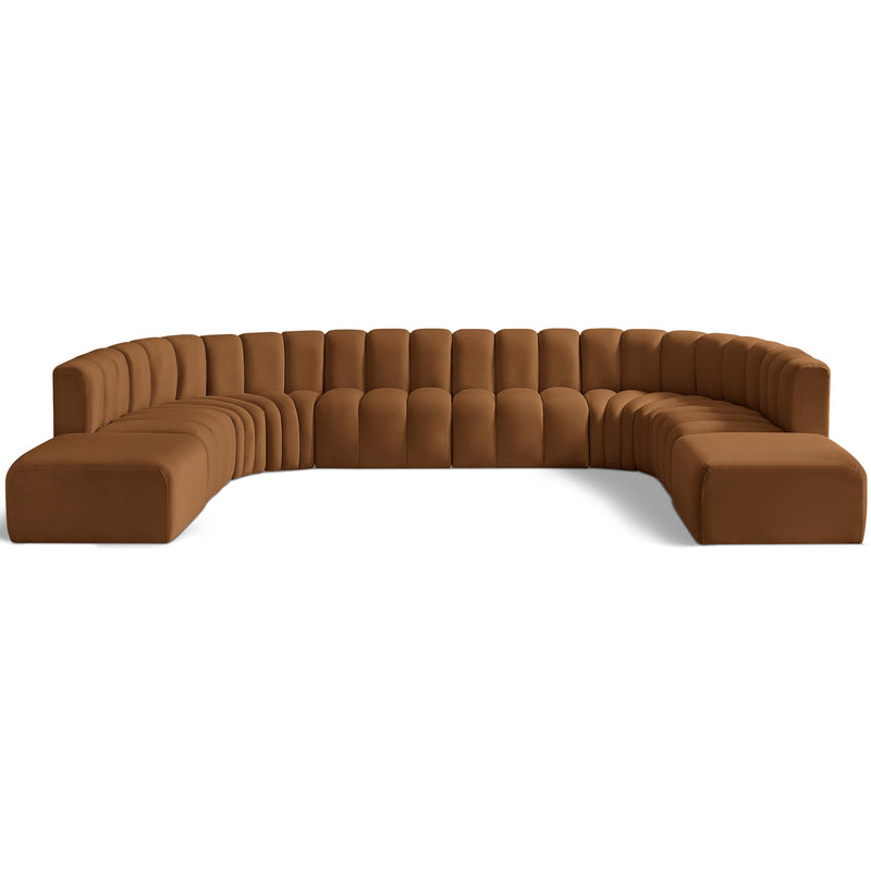 Meridian Arc Saddle Velvet 10 pc Modular Sectional IMAGE 1