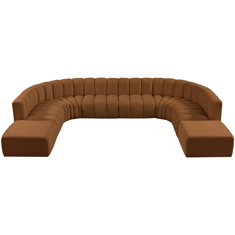Meridian Arc Saddle Velvet 10 pc Modular Sectional IMAGE 4
