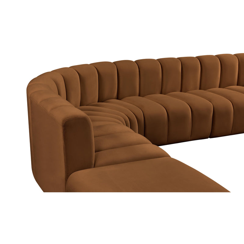 Meridian Arc Saddle Velvet 10 pc Modular Sectional IMAGE 8