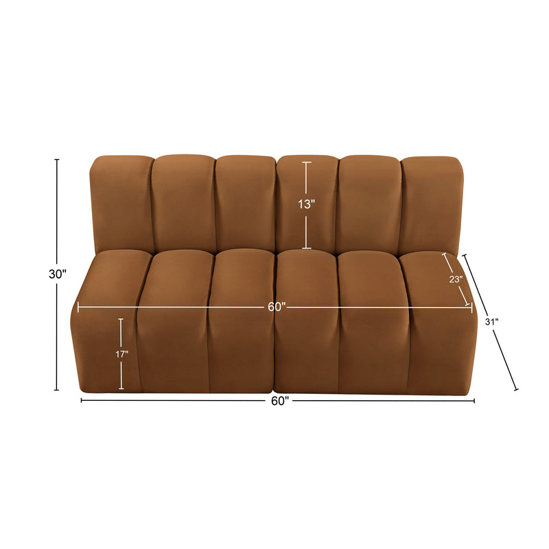 Meridian Arc Saddle Velvet 2 pc Modular Sectional IMAGE 10