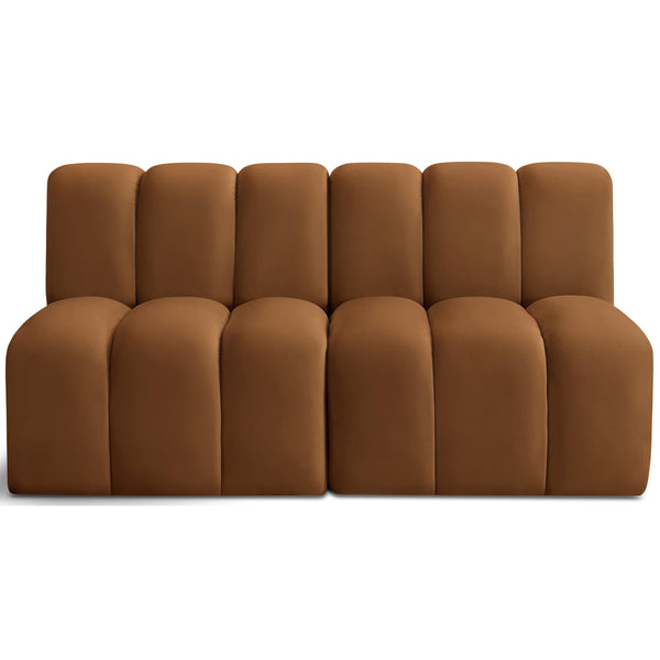 Meridian Arc Saddle Velvet 2 pc Modular Sectional IMAGE 1